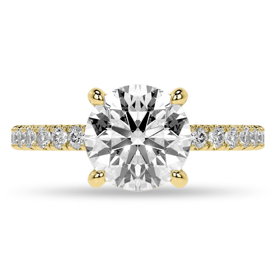 Round Brilliant Moissanite Diamond Pave Basket Engagement Ring