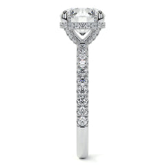 Round Brilliant Moissanite Diamond Pave Basket Engagement Ring