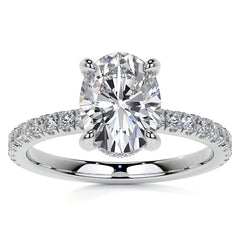 Oval Moissanite Diamond Pave Basket Engagement Ring