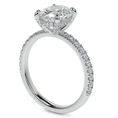 Oval Moissanite Diamond Pave Basket Engagement Ring
