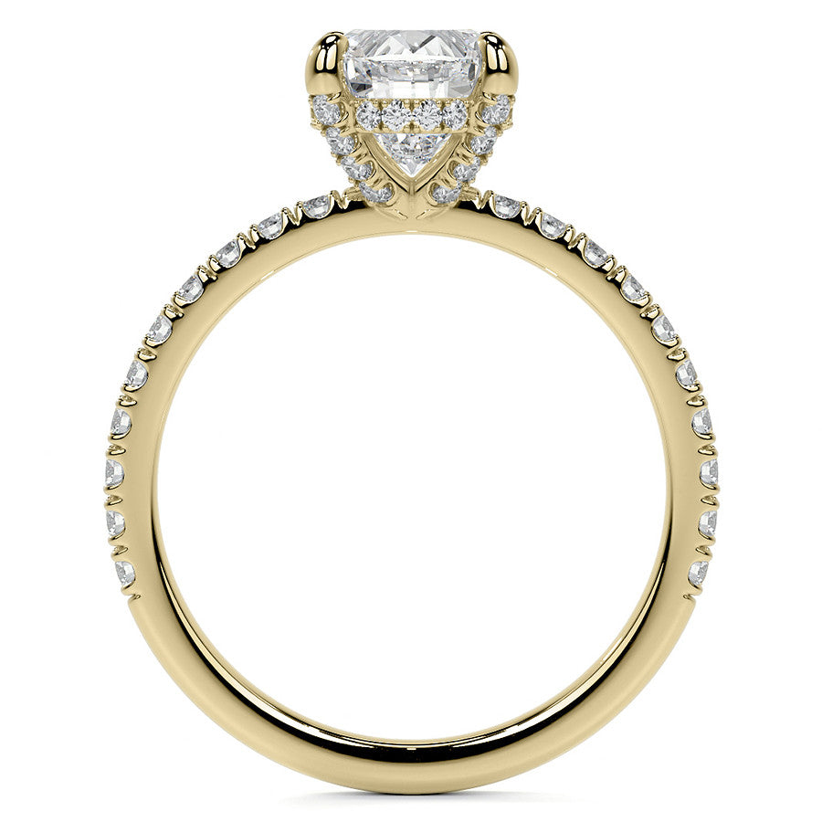 Oval Moissanite Diamond Pave Basket Engagement Ring