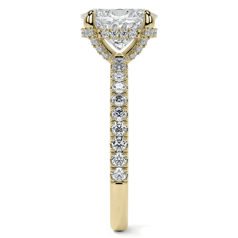 Oval Moissanite Diamond Pave Basket Engagement Ring