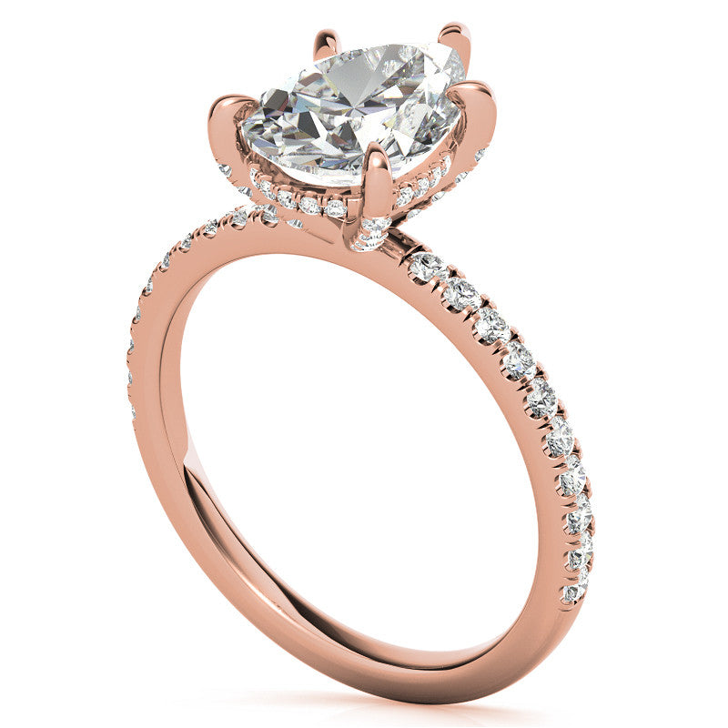 Pear Moissanite Diamond Pave Basket Engagement Ring