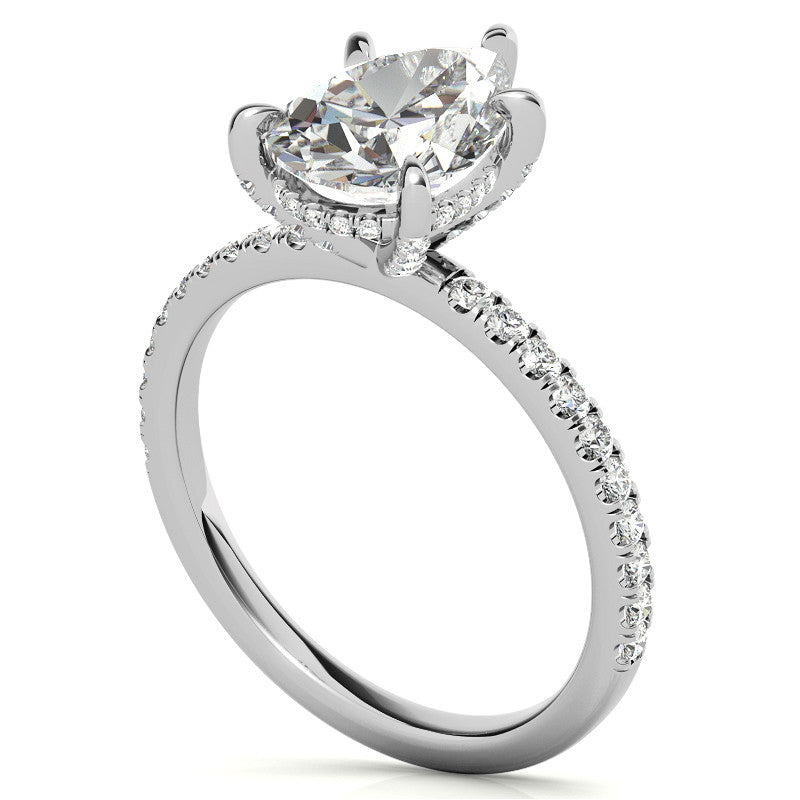 Pear Moissanite Diamond Pave Basket Engagement Ring