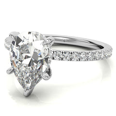 Pear Moissanite Diamond Pave Basket Engagement Ring