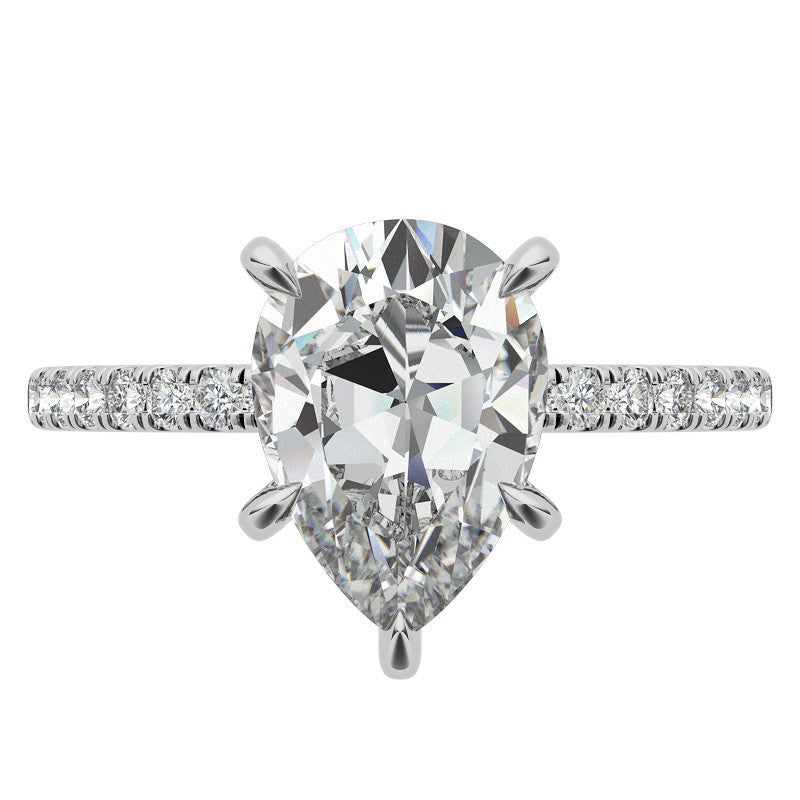 Pear Moissanite Diamond Pave Basket Engagement Ring