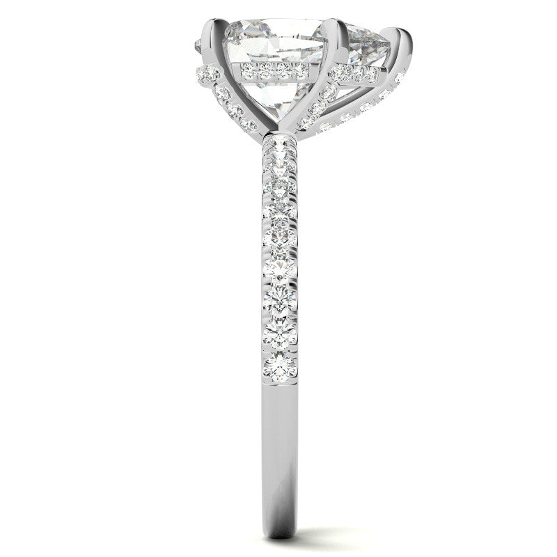 Pear Moissanite Diamond Pave Basket Engagement Ring