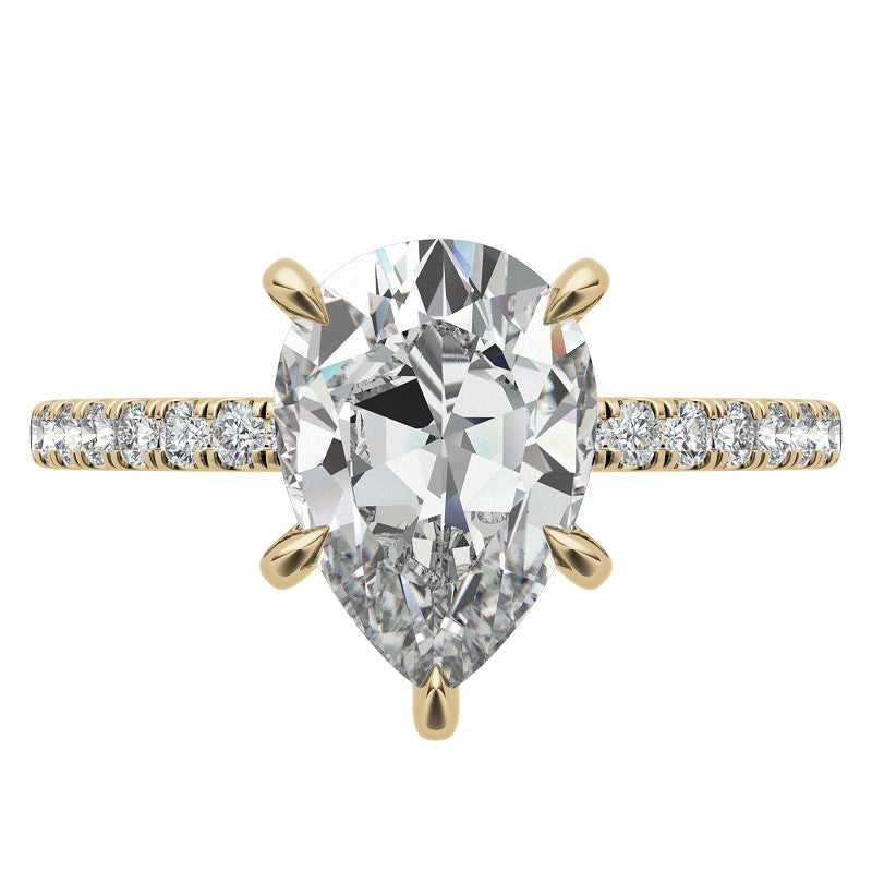 Pear Moissanite Diamond Pave Basket Engagement Ring