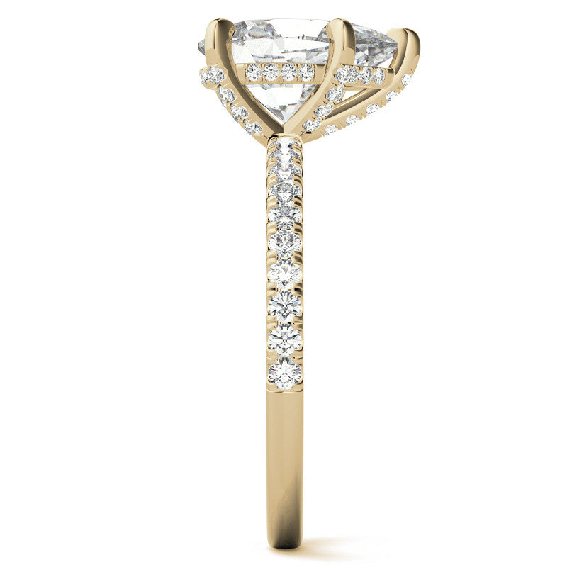 Pear Moissanite Diamond Pave Basket Engagement Ring