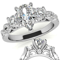 Three-Stone Pear Moissanite Engagement Ring