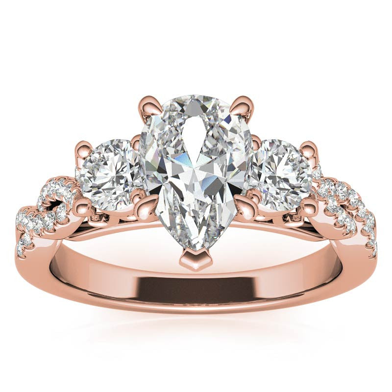 Three-Stone Pear Moissanite Engagement Ring
