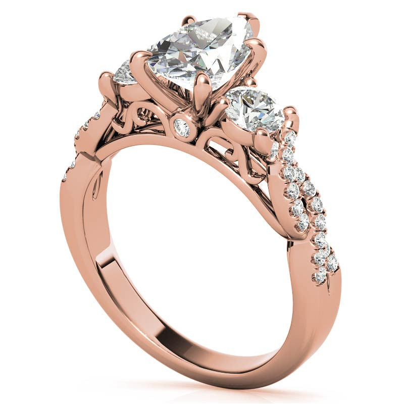 Three-Stone Pear Moissanite Engagement Ring