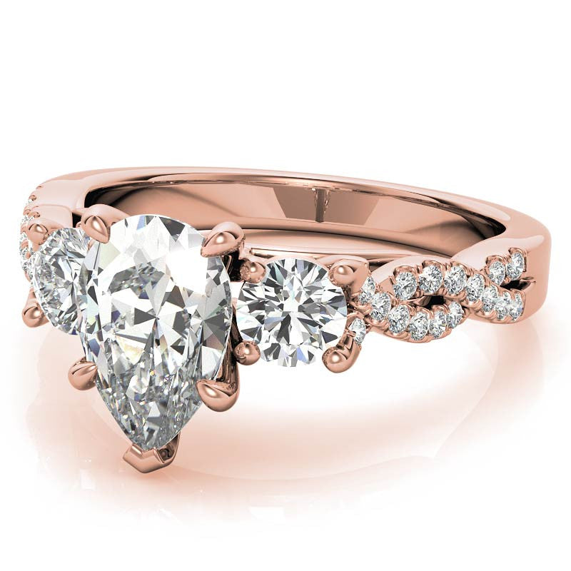 Three-Stone Pear Moissanite Engagement Ring