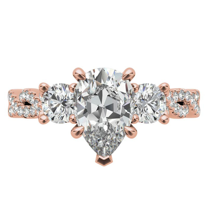 Three-Stone Pear Moissanite Engagement Ring