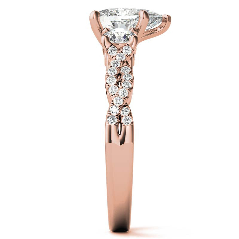 Three-Stone Pear Moissanite Engagement Ring