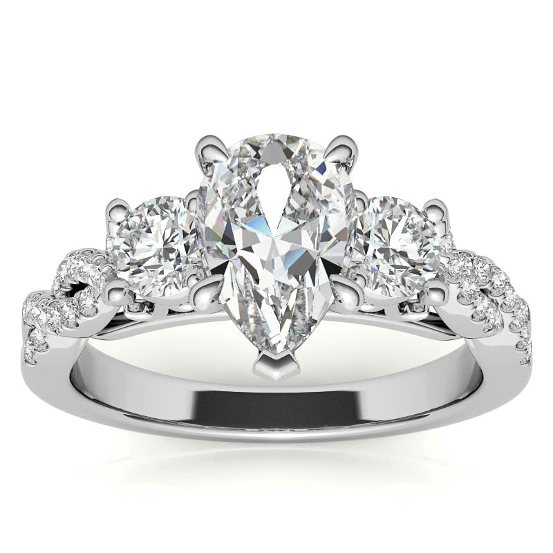 Three-Stone Pear Moissanite Engagement Ring