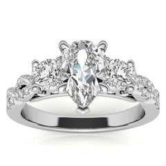 Three-Stone Pear Moissanite Engagement Ring