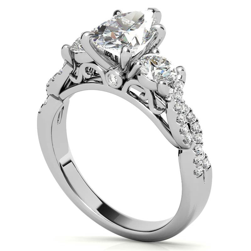 Three-Stone Pear Moissanite Engagement Ring