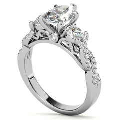 Three-Stone Pear Moissanite Engagement Ring