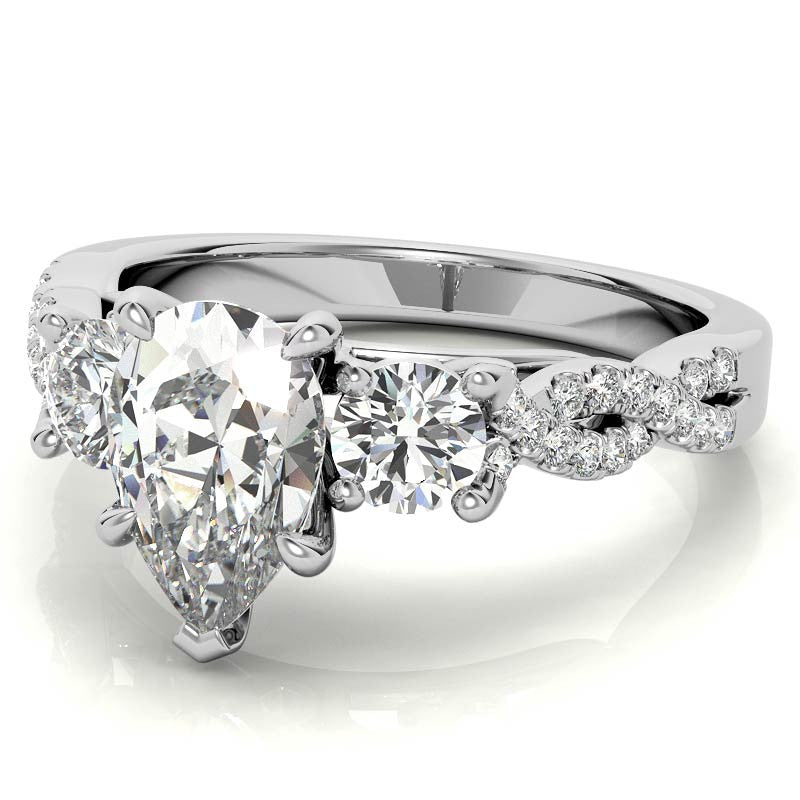 Three-Stone Pear Moissanite Engagement Ring