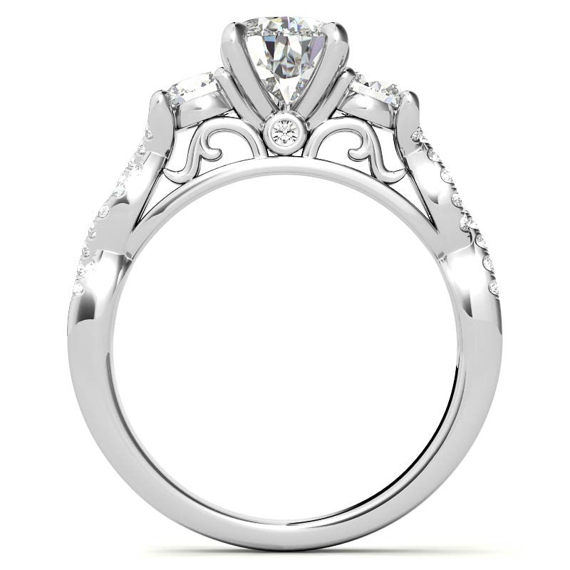 Three-Stone Pear Moissanite Engagement Ring