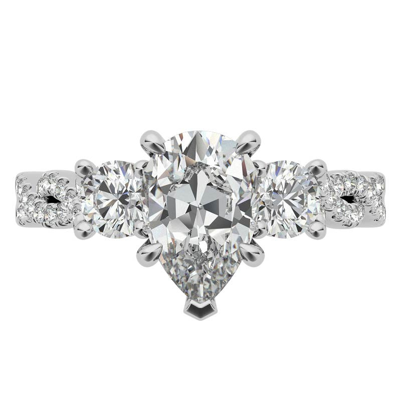 Three-Stone Pear Moissanite Engagement Ring