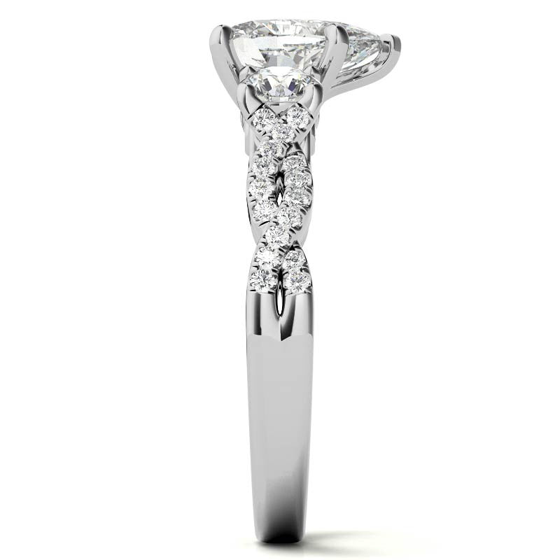 Three-Stone Pear Moissanite Engagement Ring
