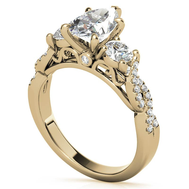 Three-Stone Pear Moissanite Engagement Ring