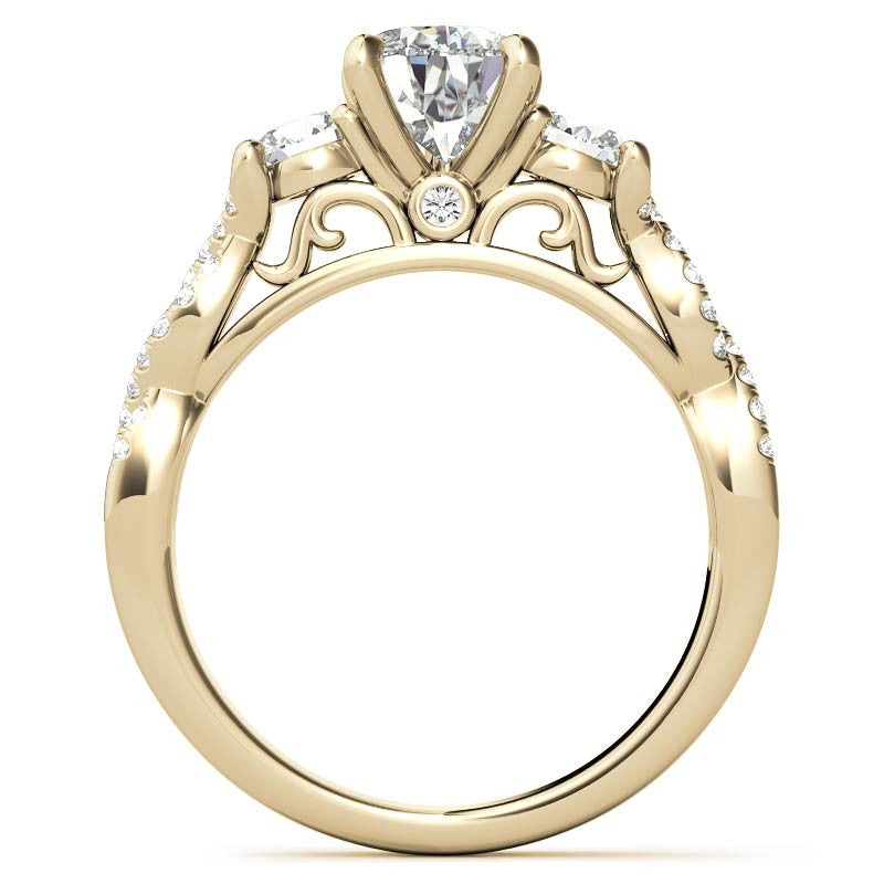 Three-Stone Pear Moissanite Engagement Ring