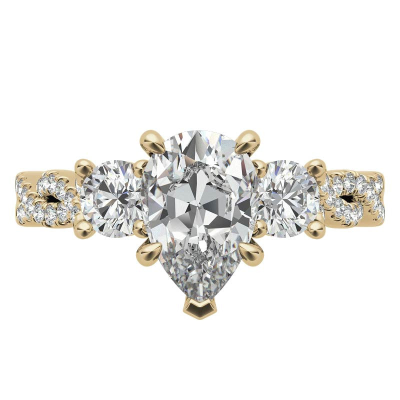 Three-Stone Pear Moissanite Engagement Ring