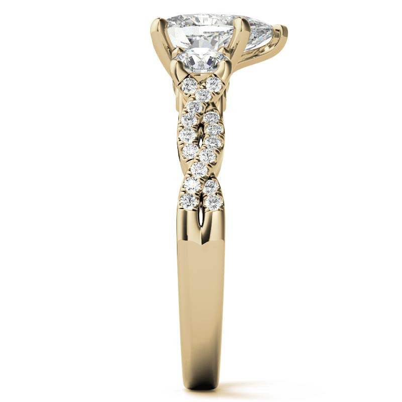 Three-Stone Pear Moissanite Engagement Ring
