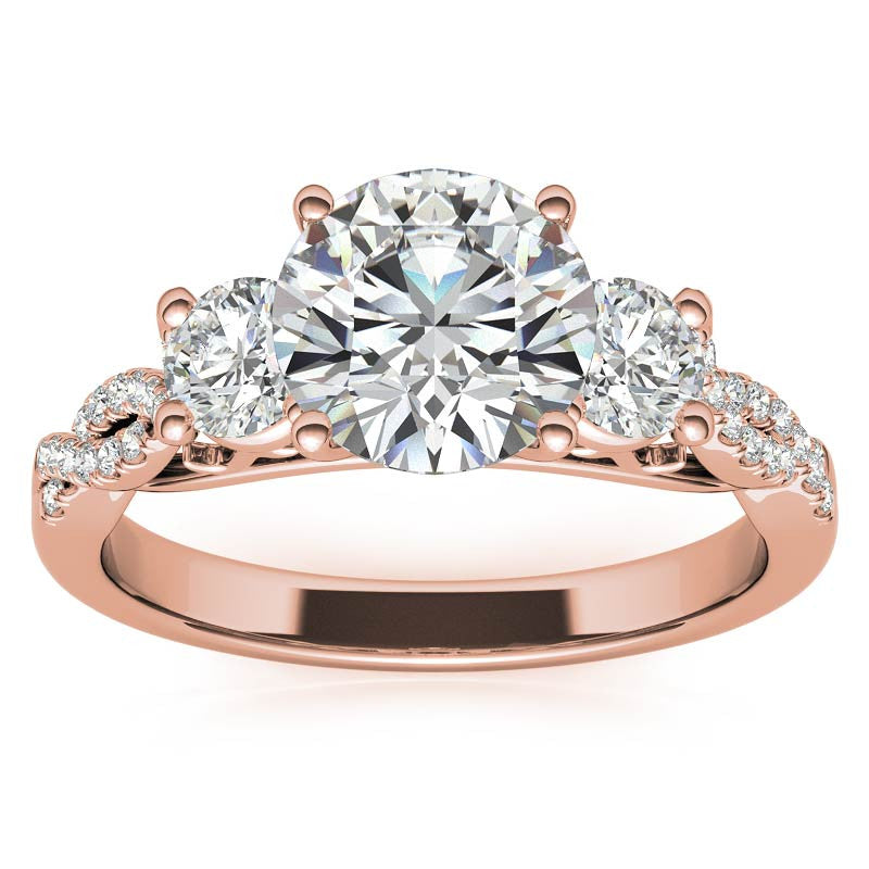 Three-Stone Round Brilliant Moissanite Engagement Ring