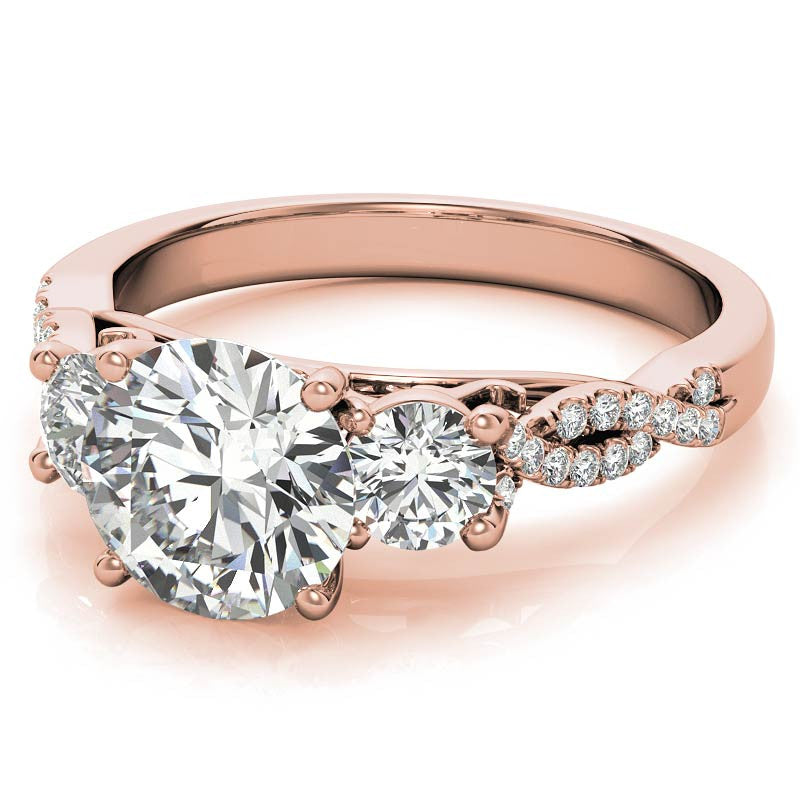 Three-Stone Round Brilliant Moissanite Engagement Ring
