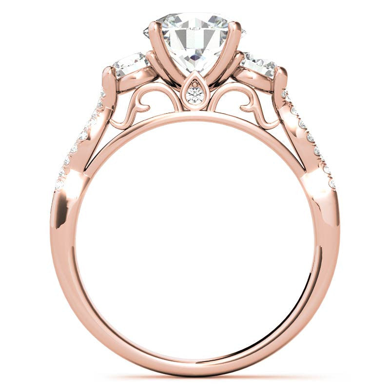 Three-Stone Round Brilliant Moissanite Engagement Ring