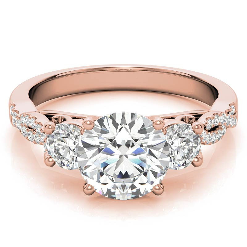 Three-Stone Round Brilliant Moissanite Engagement Ring