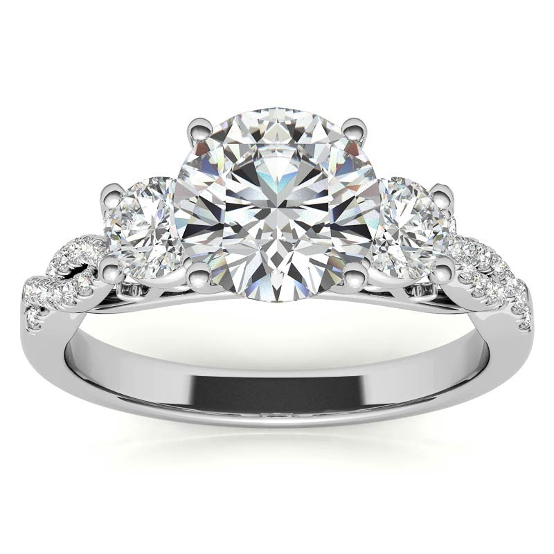 Three-Stone Round Brilliant Moissanite Engagement Ring