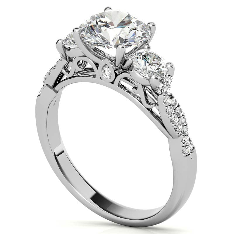 Three-Stone Round Brilliant Moissanite Engagement Ring