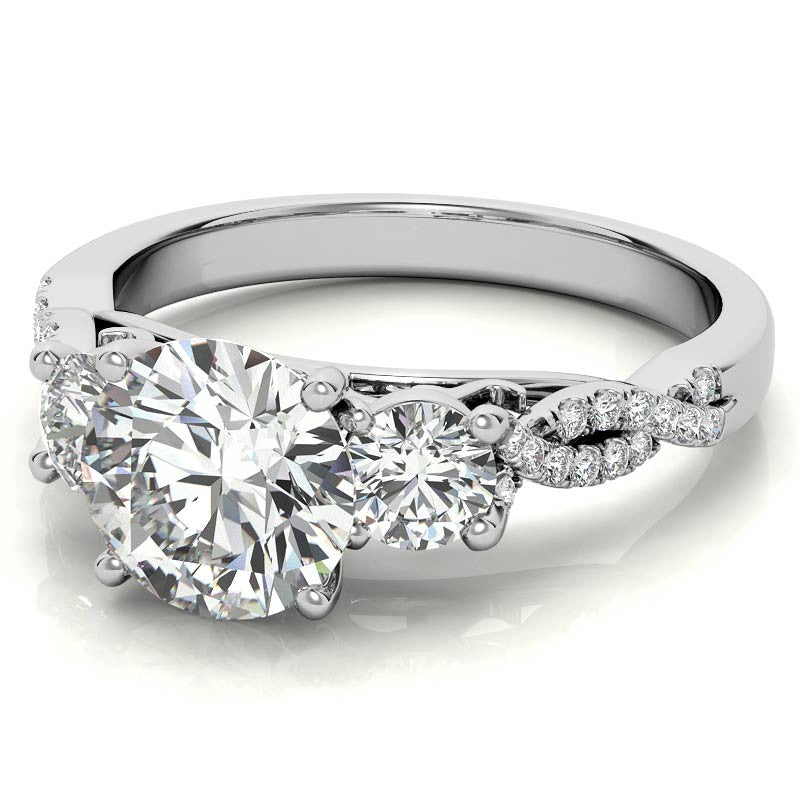 Three-Stone Round Brilliant Moissanite Engagement Ring