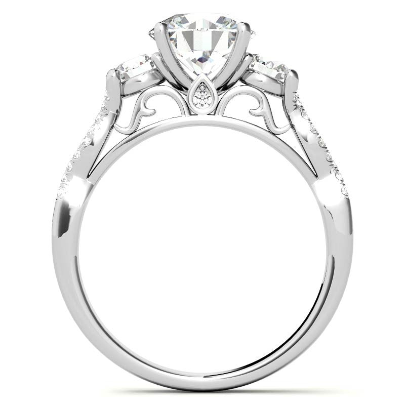 Three-Stone Round Brilliant Moissanite Engagement Ring