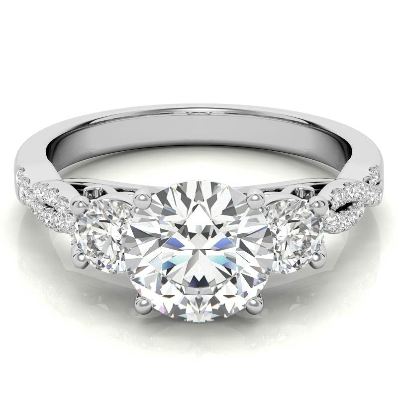 Three-Stone Round Brilliant Moissanite Engagement Ring