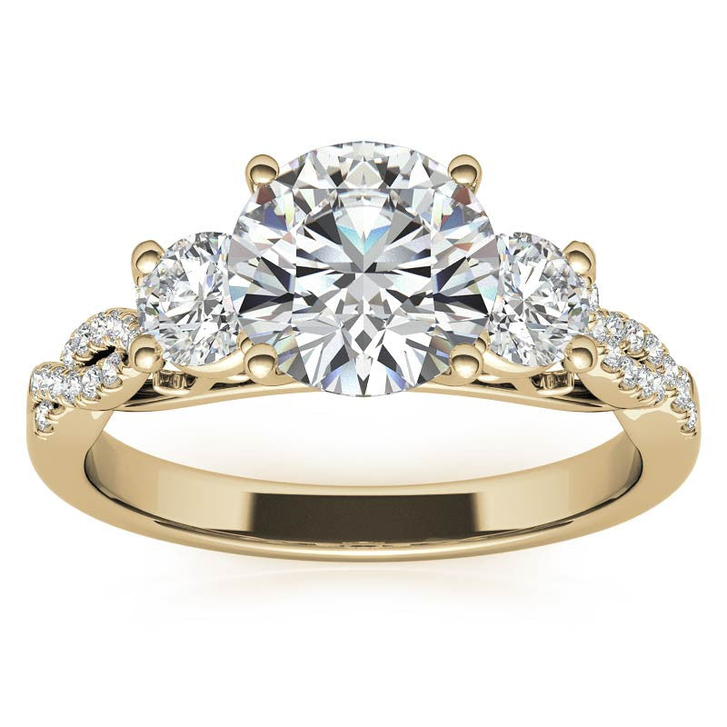 Three-Stone Round Brilliant Moissanite Engagement Ring