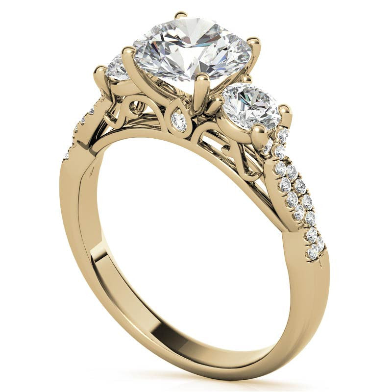 Three-Stone Round Brilliant Moissanite Engagement Ring