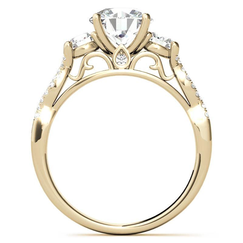 Three-Stone Round Brilliant Moissanite Engagement Ring