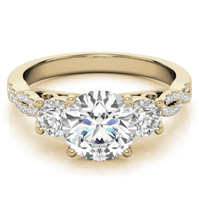 Three-Stone Round Brilliant Moissanite Engagement Ring