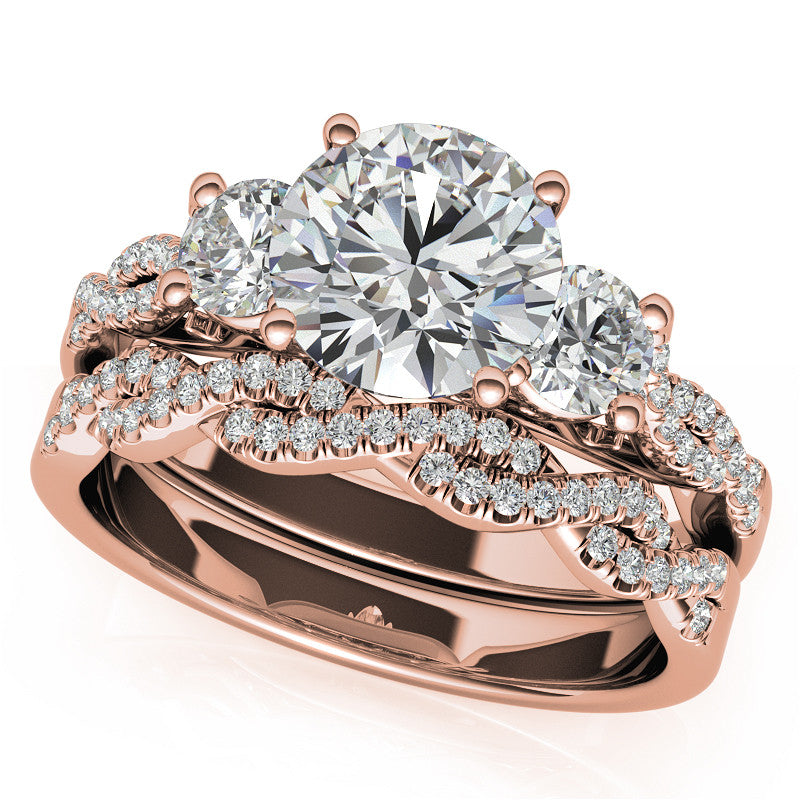Three-Stone Round Brilliant Moissanite Engagement Ring