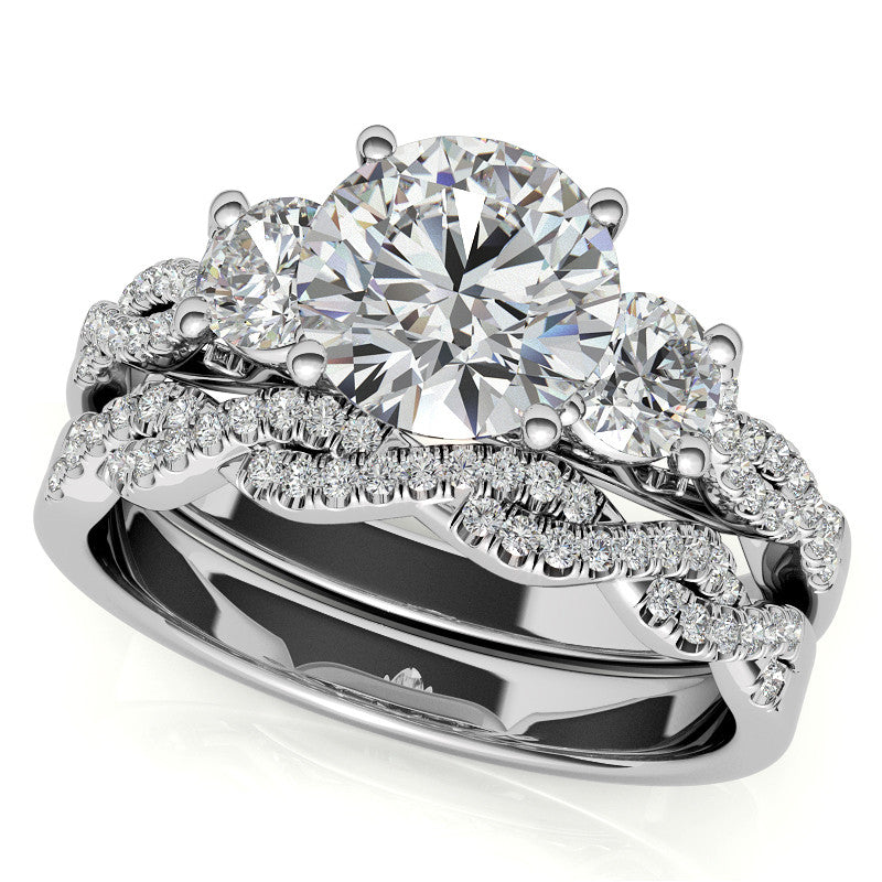 Three-Stone Round Brilliant Moissanite Engagement Ring