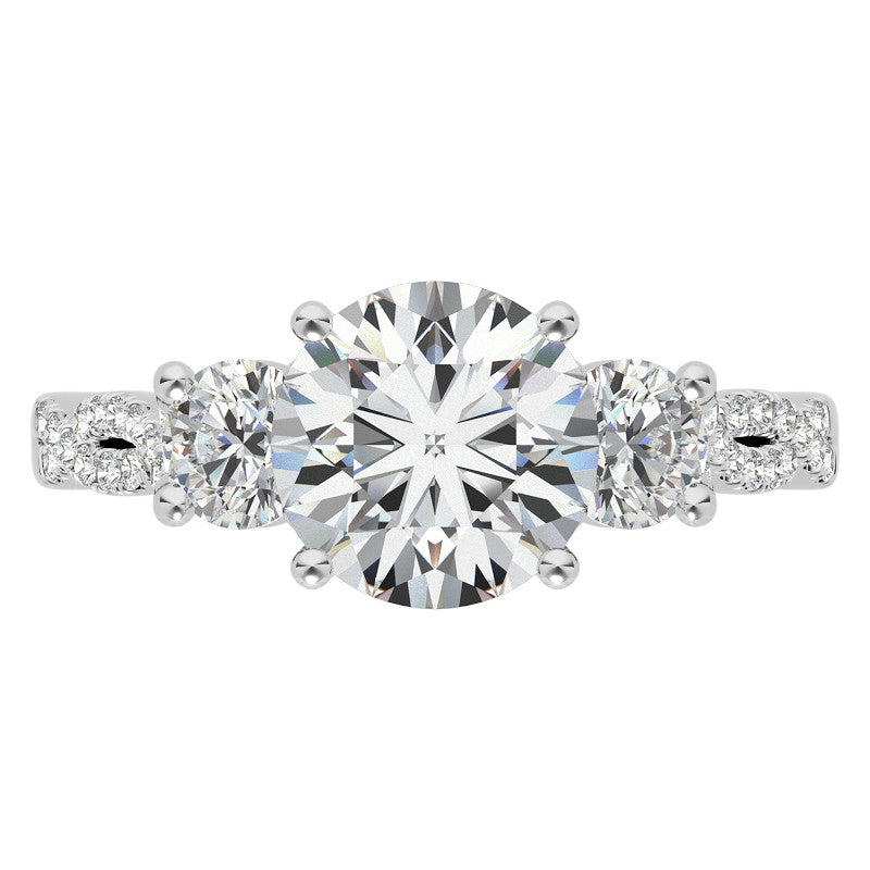 Three-Stone Round Brilliant Moissanite Engagement Ring