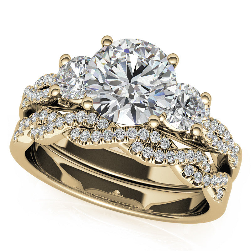 Three-Stone Round Brilliant Moissanite Engagement Ring