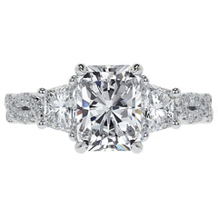 Three-Stone Emerald / Radiant Moissanite Engagement Ring