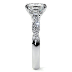 Three-Stone Emerald / Radiant Moissanite Engagement Ring